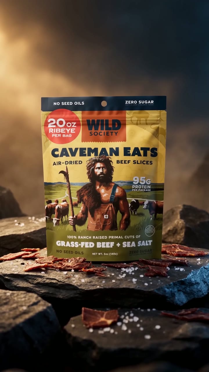 Caveman Eats — air-dried grass-fed ribeye, 2 ingredients